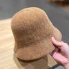 British Style Women Panama Cap Chenille Bucket Hat Casual Knitted Fisherman Hat  Winter