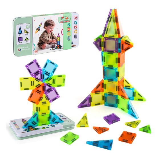 29/50Pcs/Set Colorful Magnetic Tile Kit Clear Geometric Shape Building Block Magnet Preschool Educational