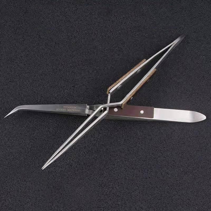 Crosses Lock Soldering Tweezer Auto Closing Jewelry Welding Craft Repair Hand Tool Heat Resistant Clamp Clip Pointed Tip