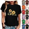 Women's Fashionable Round Neck Casual Retro Print Short Sleeved T-shirt Top