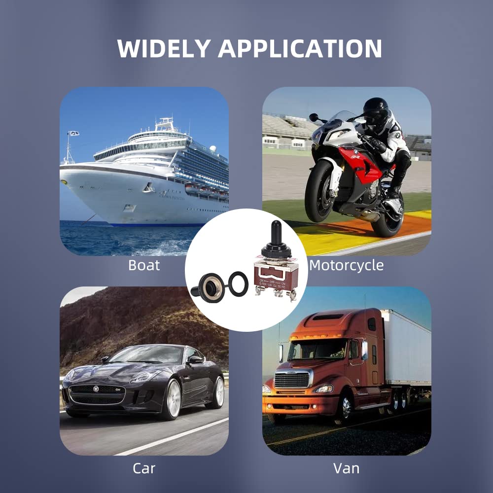 Waterproof Momentary Toggle Switch (ON)-Off-(ON) 30A 12VDC/15A 250VAC DC Marine SPDT Switch 3 Way With Weatherproof Boot Cap Cover For Car Auto Boat