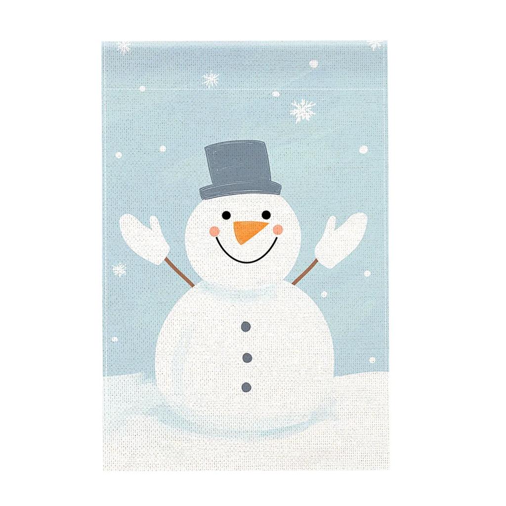 Merry Christmas Hanging Flags Garden Flag Banner Santa Claus Double-sided Printing Faux Linen Flags Home Garden Decoration