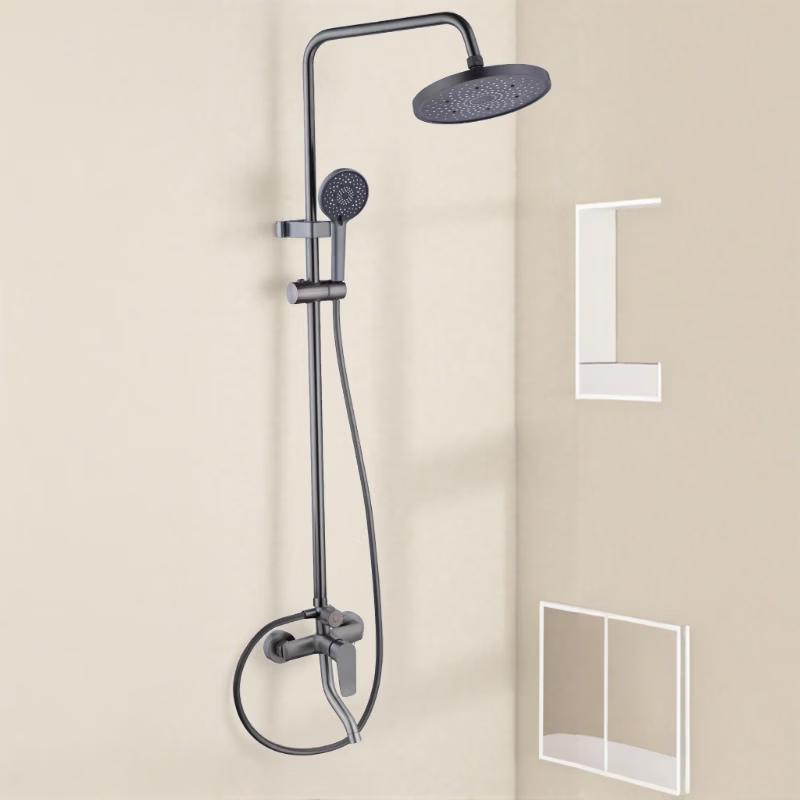 Gunmetal Bronze Wall-Mounted Shower Faucet Set