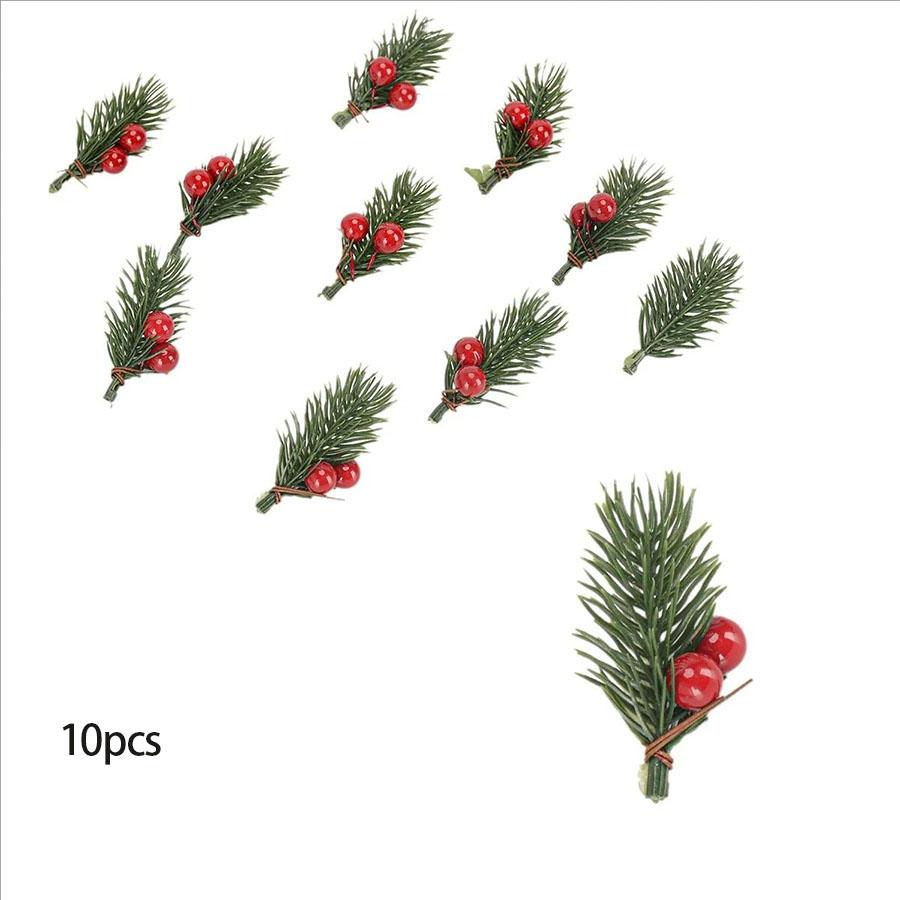 

Mini simulation pine needles, red berry bouquets, Christmas tree hanging, holly branches, home decor, indoor dining tables, part