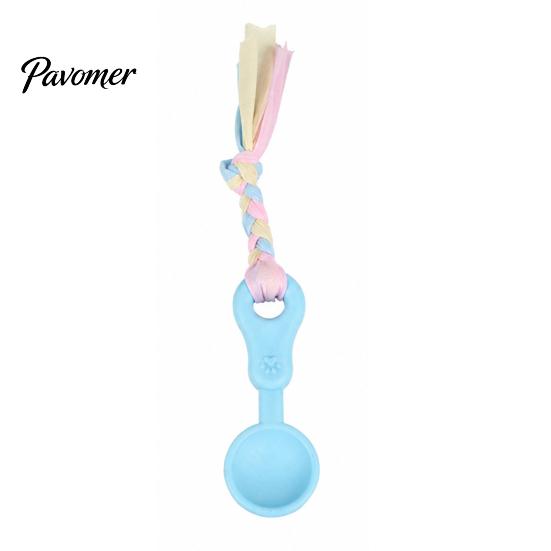 Tough Rubber Pet Toy Dog Molar Chewing with Rope, TPR Spoon Head Durable Woven Heavy Duty Play Knot Training Toy, Macaron Colors Teeth Cleaning