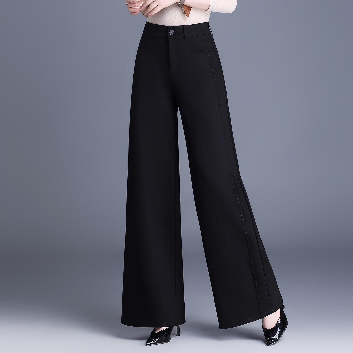 

Women s High-Waisted Wide-Leg Suit Pants - Spring 2026 Casual Long Trousers L чёрный