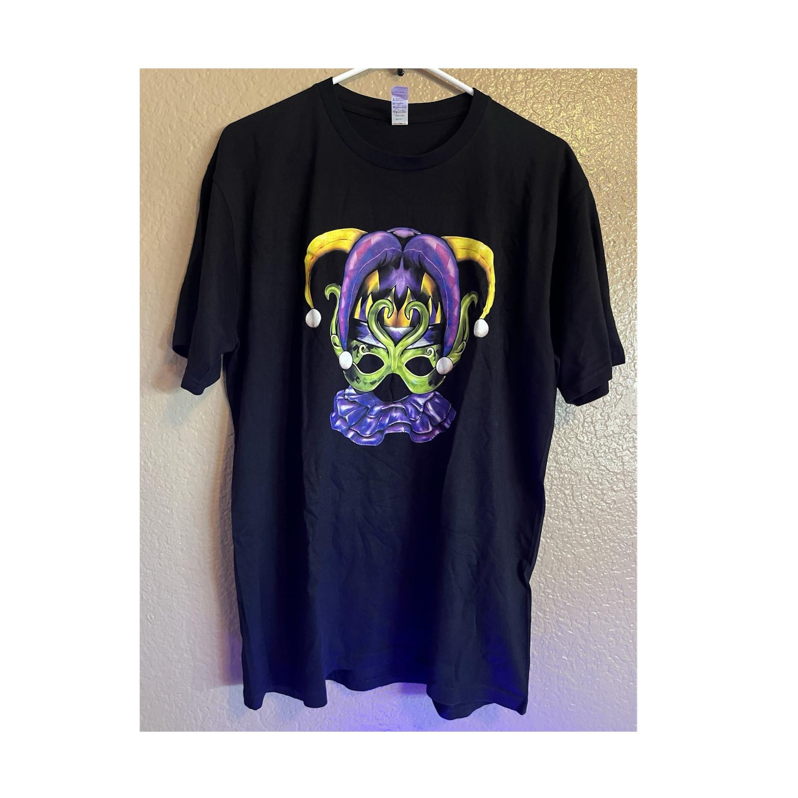 Black Graphic Joker Jester Mask Crew Neck Short Sleeve T-Shirt Unisex L S разноцветный