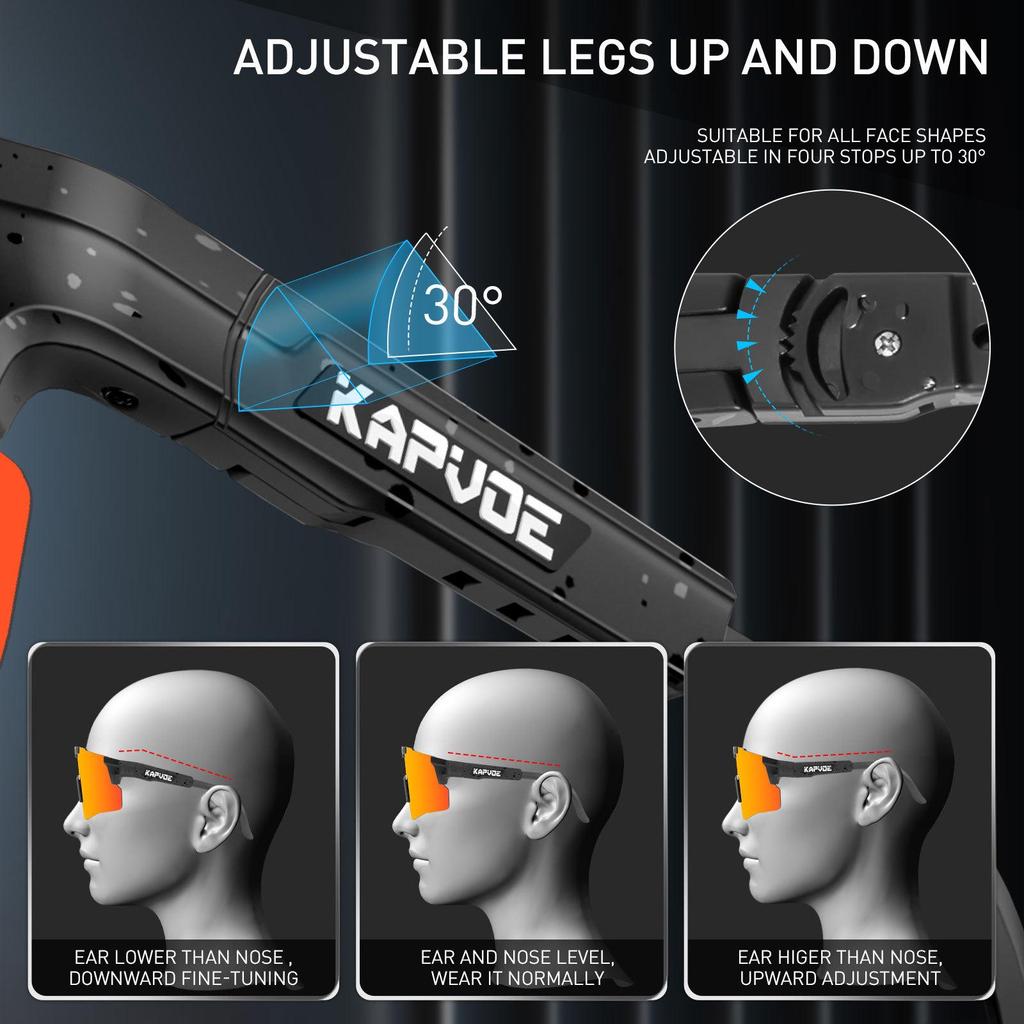 KAPVOE Polarized Photochromic Cycling & Outdoor Sports Glasses with Adjustable Temple