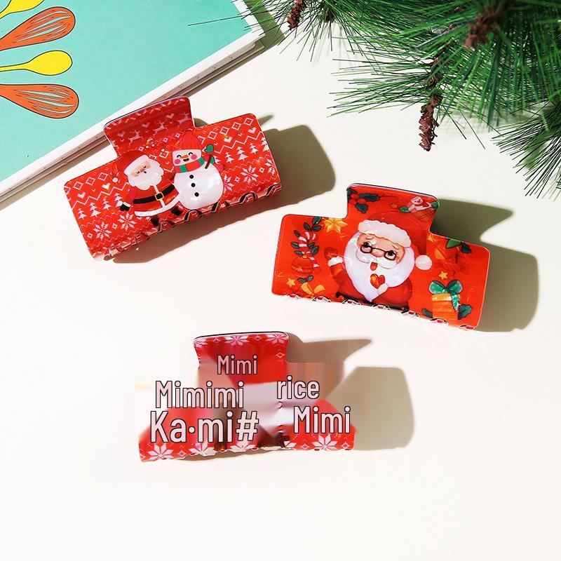 Festive Hair Clip Set: Snowman, Gingerbread Man, Santa, and Cartoon Shark Clips