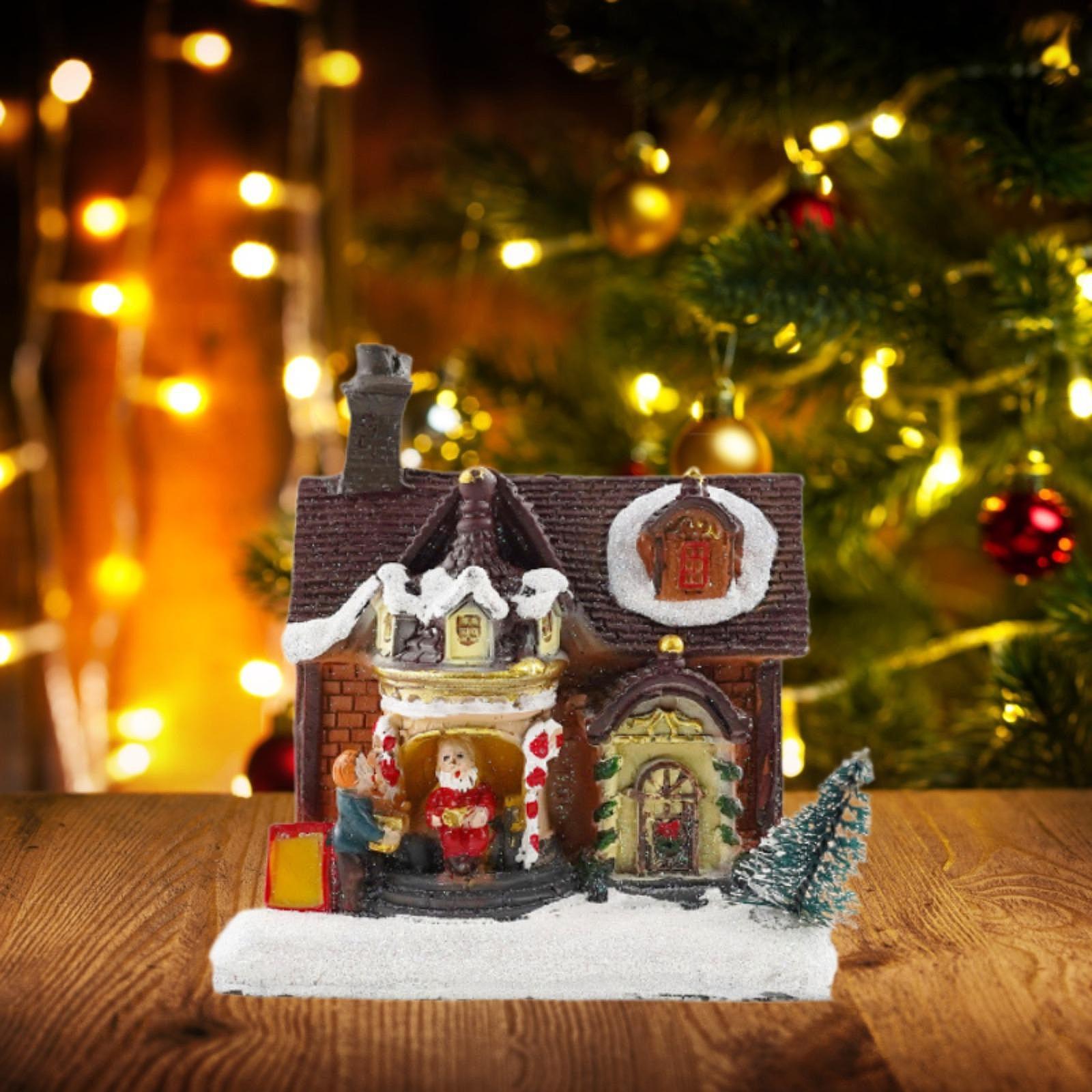 Lighted up Village House Xmas Ornament for Cabinet Livingroom Home