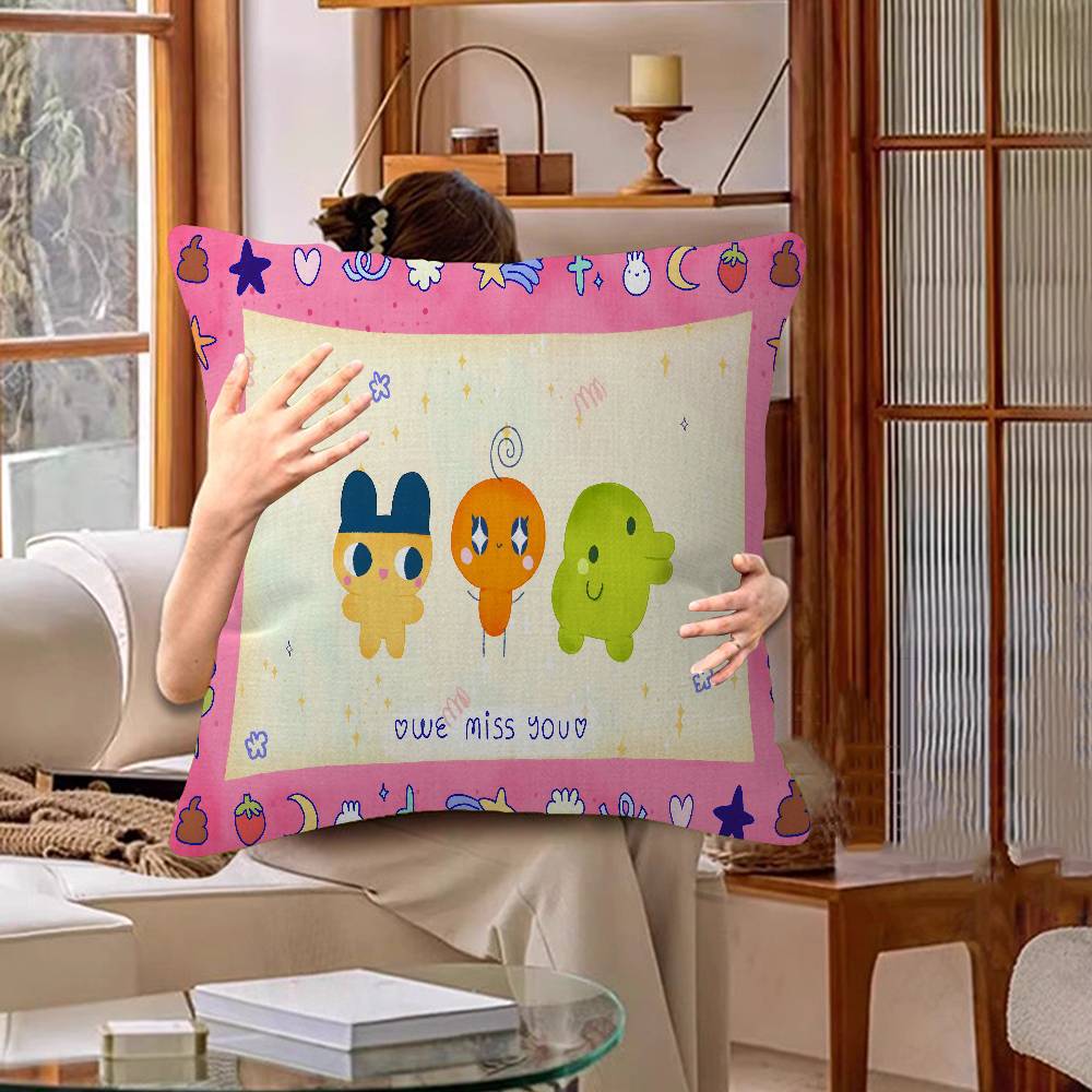 Game Fanart Cute Cartoon TTamagotchi Pillow Cushion Cover Pillowcase Living Room Sofa Home Decor Customized