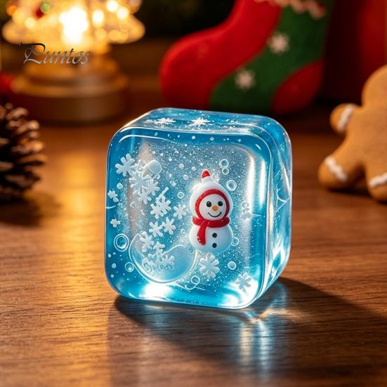 Hand Therapy Squeeze Balls Christmas Clear Cube Toy, Santa Claus Stress for Relief Toy Anxiety Reduction, Relaxation Ball Sensory Xmas Gift Calming
