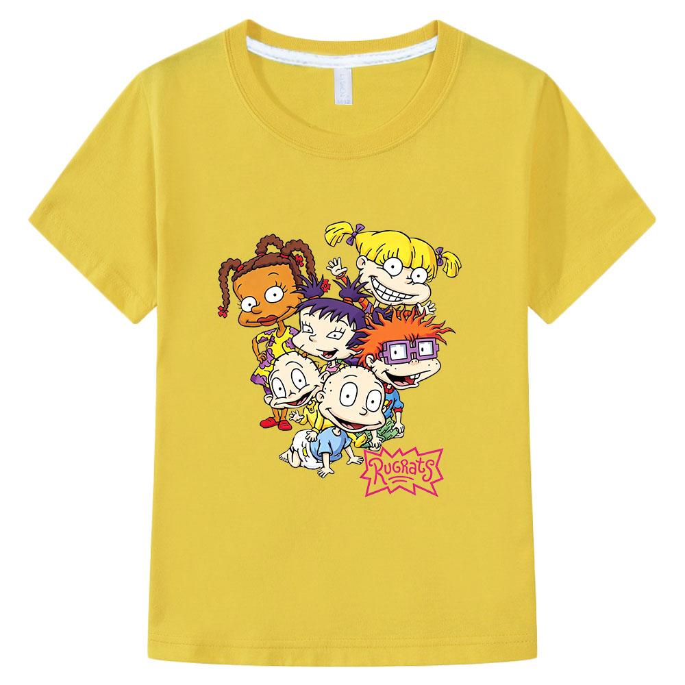 

Rugrats 100% Cotton Cartoon Print Children s T-Shirt Casual Cute Boys Tees Girls Tops Kids Retro O-Neck Short Sleeve Summer Wear 160 жовтий