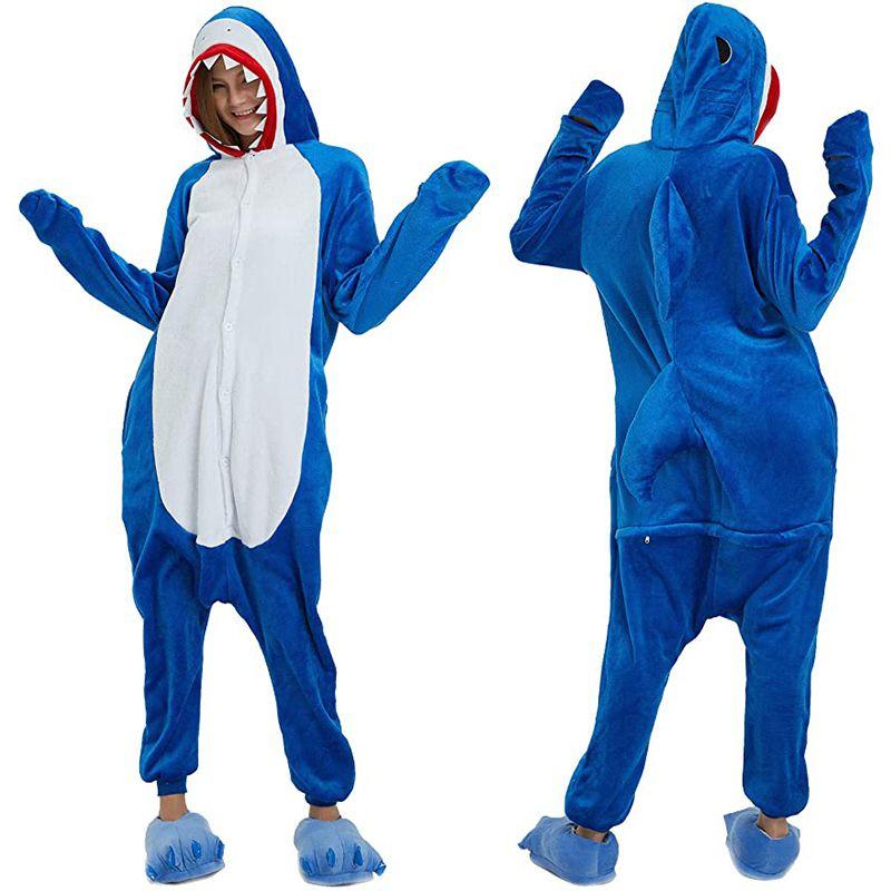

Взрослый синий костюм акулы, фланелевый, животный, для косплея, пижама, комбинезон, одежда для сна BlueRed,M