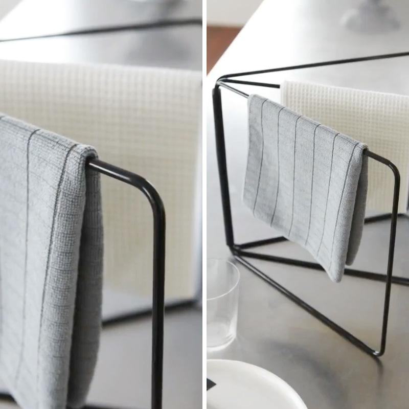Iron Foldable Dish Rack Kitchen Towel Holder Storage Shelf for Sponge and Washcloth