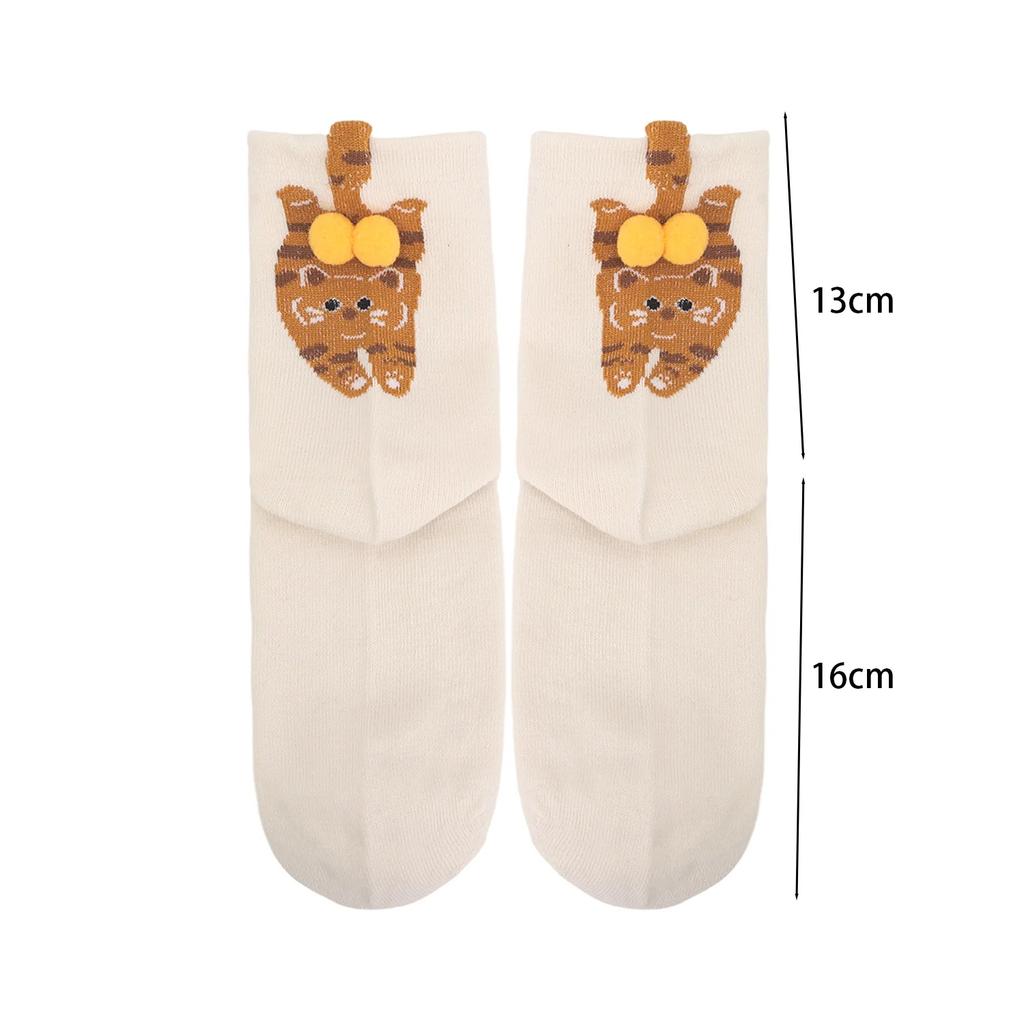 Cute Cartoon Cat Socks with Balls Kawaii Cotton Sock Breathable Soft Socks Girl Women Socks Creative Gifts for Cat Lovers Sox