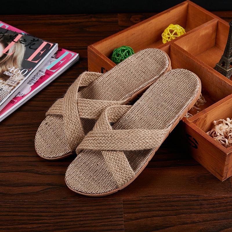 Südostasiatische Offene Leinen-Sandalen in Bonbonfarben für Damen 37-38 gray