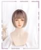 Eileen Bob Brown x Beige Parykk Naturlig Fluffy Parykk Rett Liten Ansiktseffekt Nett Inkludert Dame