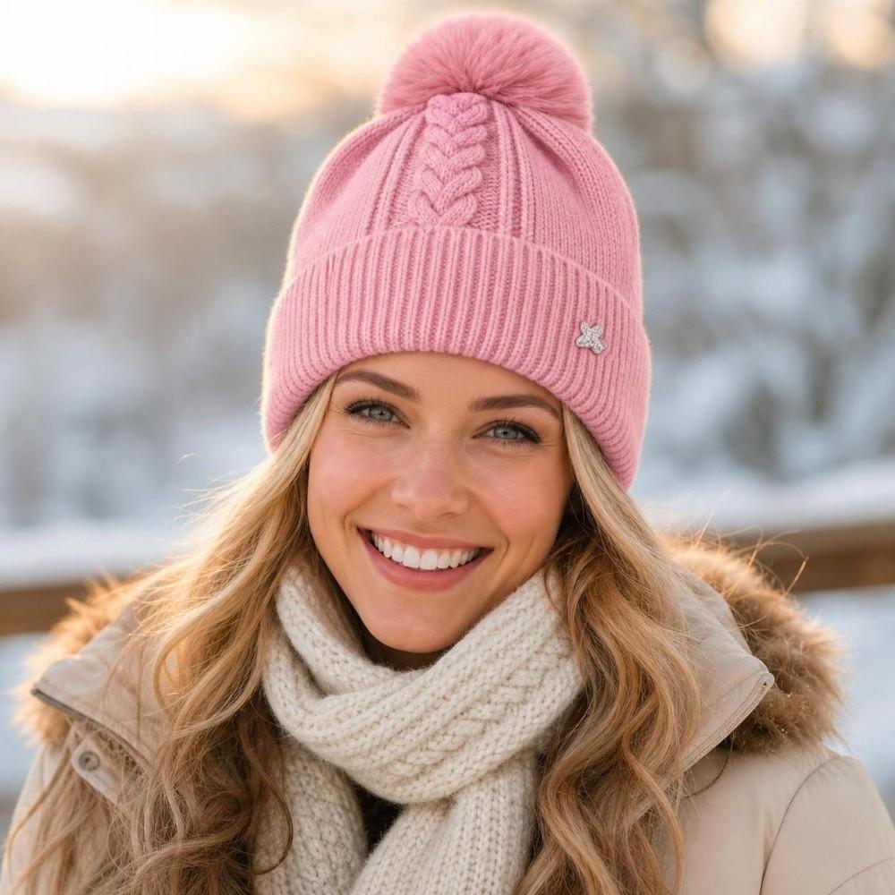 Ear Protection Knitted Cap Windproof Pompoms Hat Casual Winter Hat Outdoor