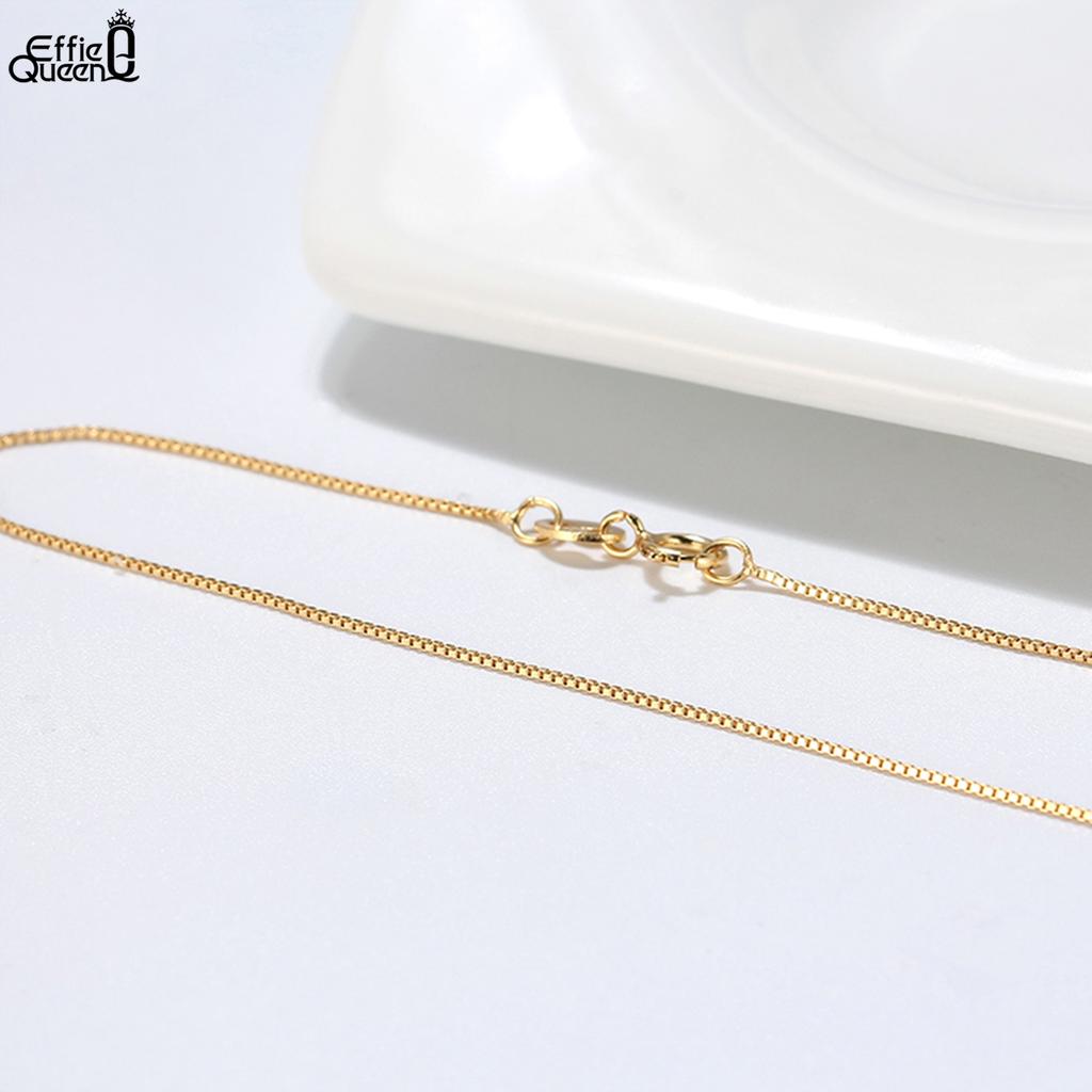 Effie Queen 925 Sterling Silver Box Chain Choker Basic Chain Minimalist Style Necklace Neck Accessory for Women & Men Gift SC07