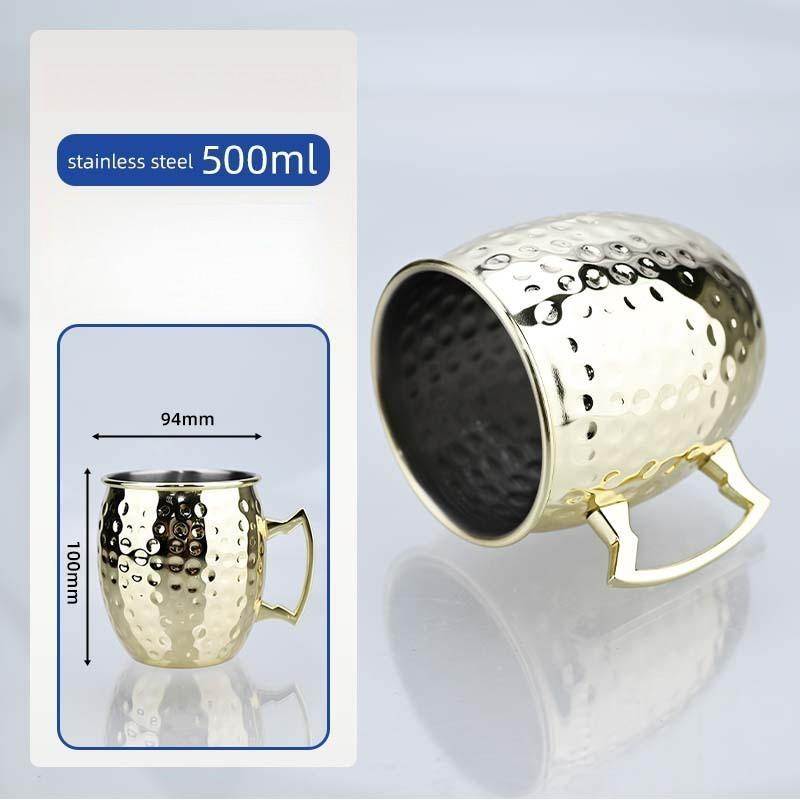 500ML Cocktail Wine Cup Moscow Mule Mug Pure ThickenedCup Hammered Copper Plated Beer Cup Coffee Bar Tools Drinkware for Ramadan