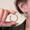 Women's Luxury Textured Metal Hoop Earrings - Versatile Niche Design