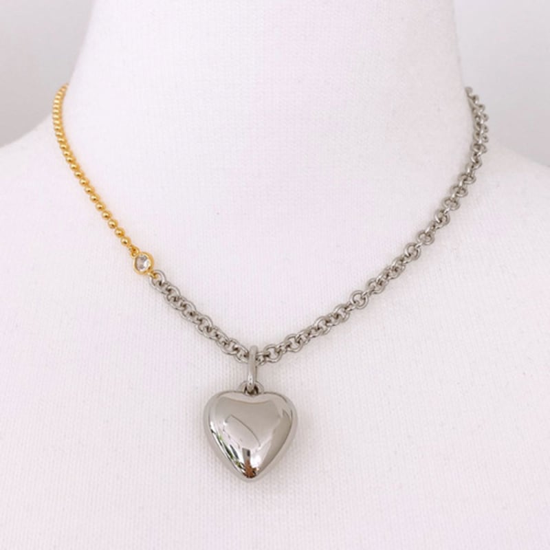 Ozel Bold Layered Combi Heart Pendant Necklace PB115N
