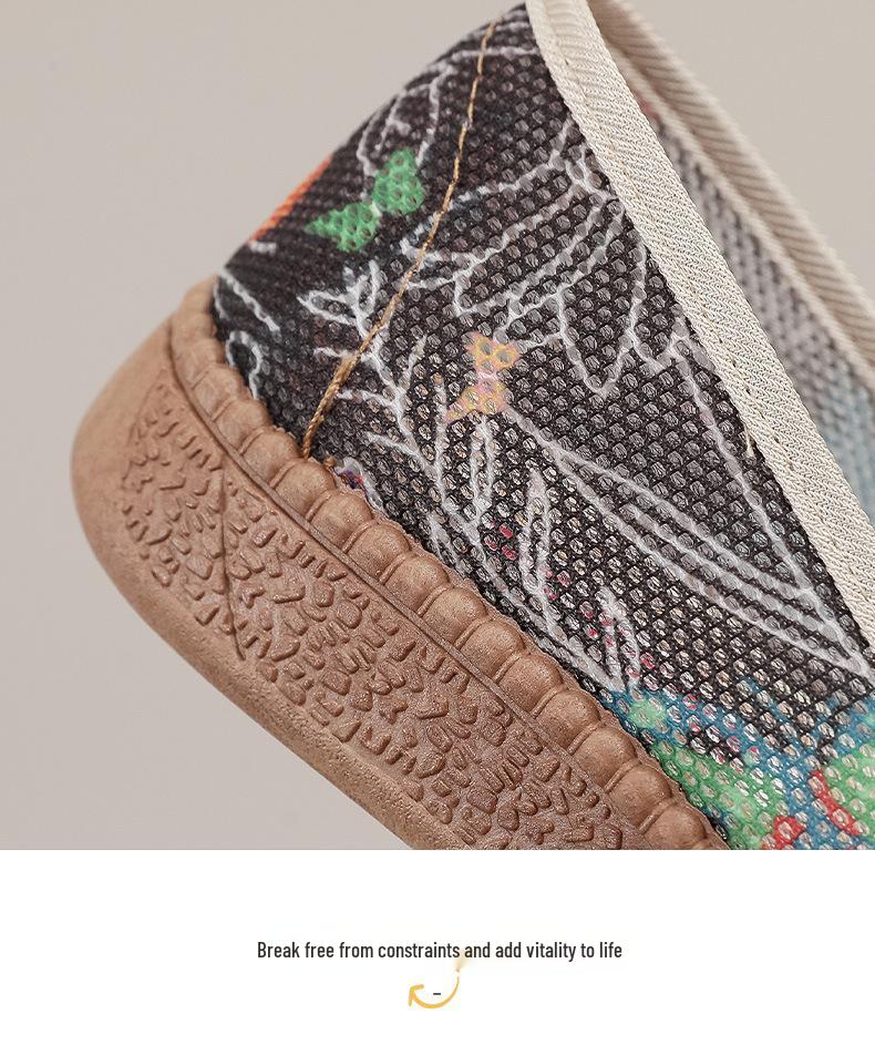 Damen Espadrilles im ethnischen Sommerstil: Atmungsaktiv, Weiche Sohle, Rutschfest, Slipper aus Peking-Stoff