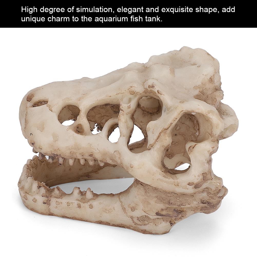 Decor Fish Artificial Tank Aquarium Simulation Dinosaur Skull Shape For Water Plants Decoration