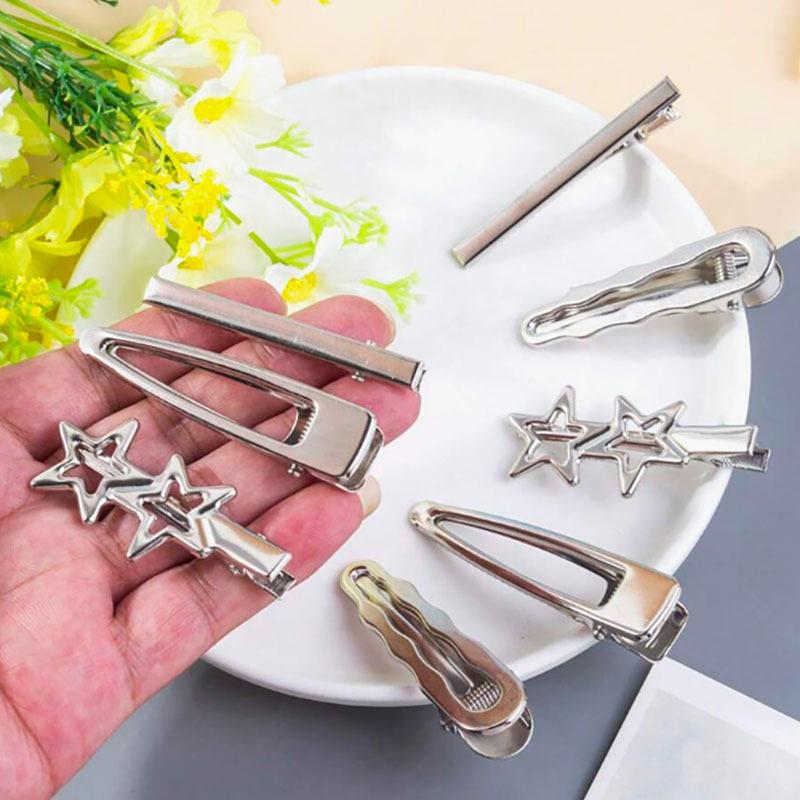 8Pcs Girl Hair Pins Silver Metal Duckbill Clip Women Hair Clips Side Bangs Female Ladies Barrettes Hair Accessories