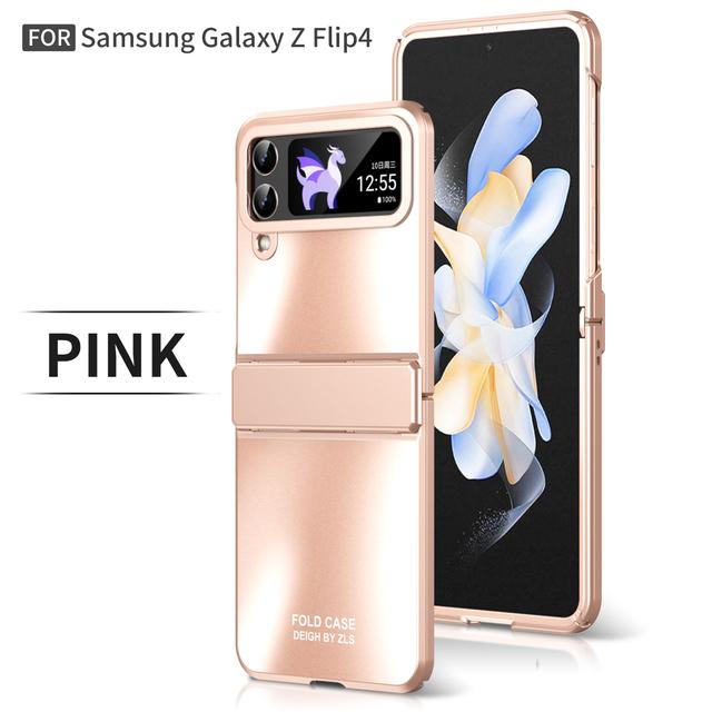 

Чохол для Samsung Galaxy Z Flip 4 3 5g Ультратонкий гальванічний матовий складаний шарнір Протиударна захисна кришка for Galaxy Z Flip 3 рожевий