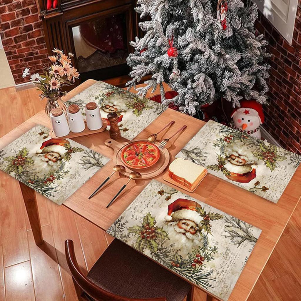 Christmas Placemats Cartoon Party Insulation Dining Table Christmas Atmosphere Placemats