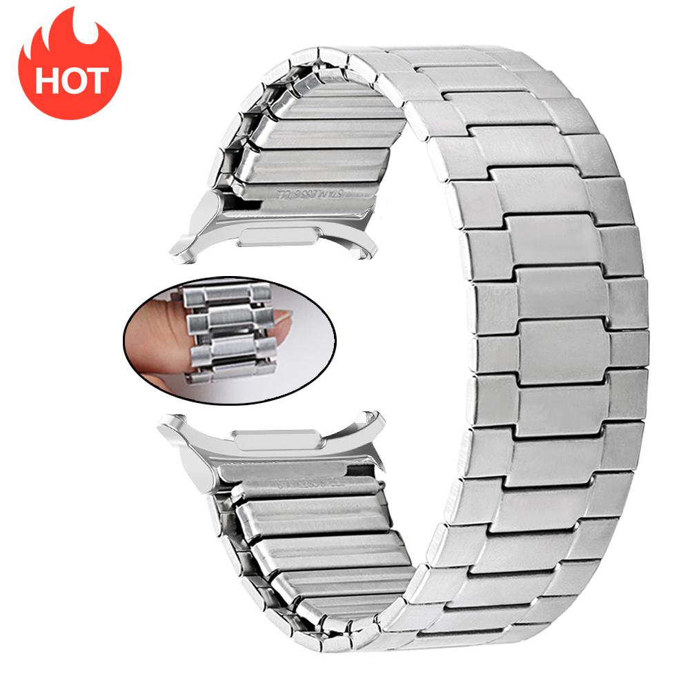 No Gap Elastic Steel Straps for Samsung Galaxy Watch Ultra 47mm Bracelet for Galaxy Watch 7 47mm Expansion Stainless Steel Band