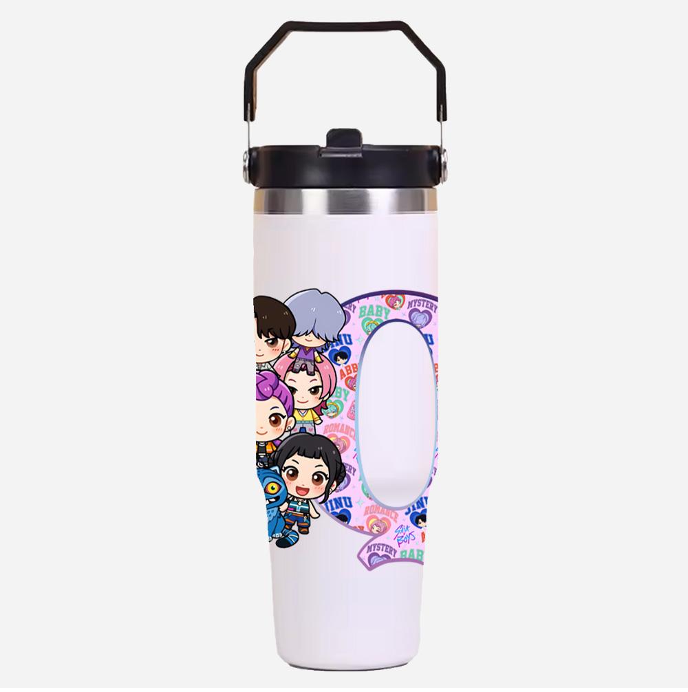 30Oz Anime K-Pop Demon Hunters Stainless Steel Vacuum Cup Hot Cold 6-12 Hours Retention Eco Friendly Bpa Free Largeautomotive Holder Flask Kid Gift
