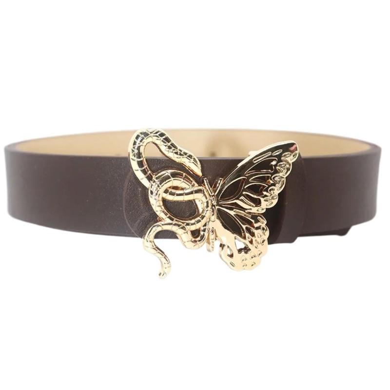 Lady Belt Elegant Skinny Waist Belt for Dress Skinny Belt Butterfly Buckle