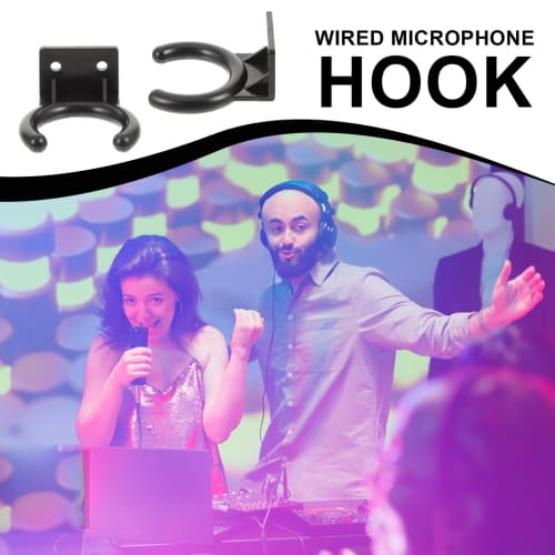 Gerinkoken Microphone Hanger (2-Piece Set), Wall-Mounted Microphone Hanger, Storage Stand, Clip, Wireless, Home Use, Dedicated Hook, Bracket, Clamp, f