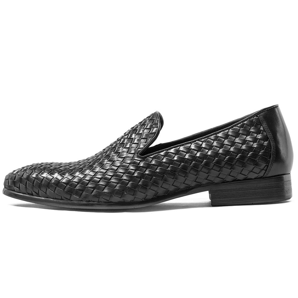 Luxury Driving Shoes Mens Shoes Genuine Leather Shoes Loafer Cow Leather Weave Pattern Hasp Casual Shoes Zapatos Hombre