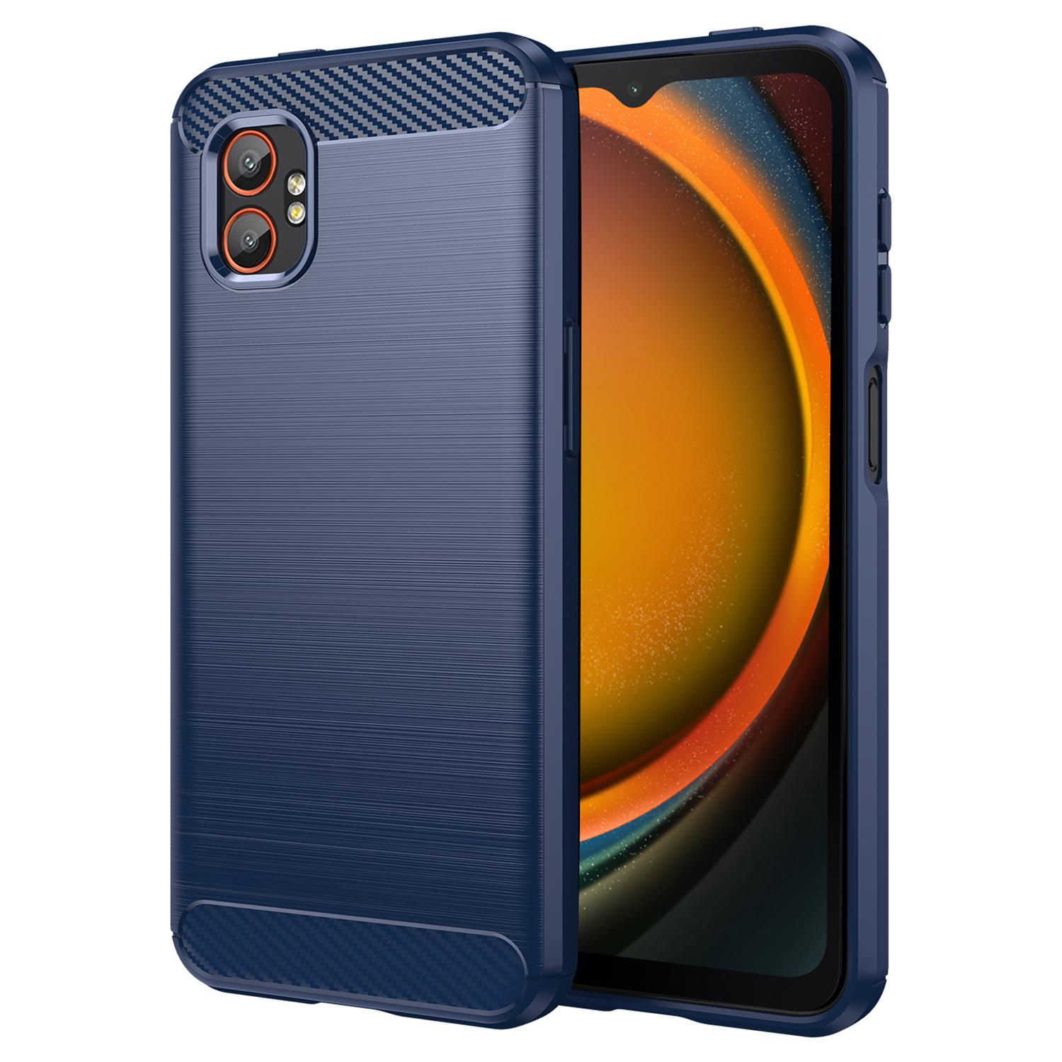 

For Samsung Galaxy XCover7 Pro Case Protective Phone Cover Carbon Fiber Texture Brushed Blue