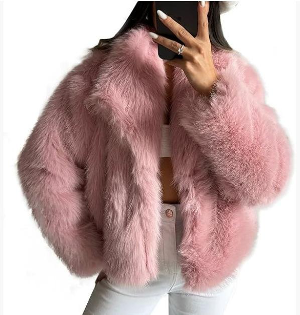 Autumn and Winter Women's Clothing Lapel Artificial Fur Jacket Women's Loose Casual Temperament Short Coat
