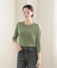 Keulleiseu 100% Wool Round Neck Raglan 3/4 Sleeve Knit_Light Purple