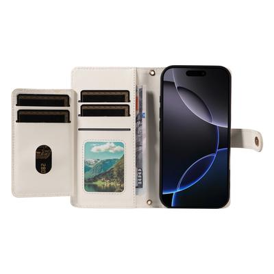 For iPhone 16 Pro Wallet Case with Straps,Rhombus Leather Stand Phone Cover