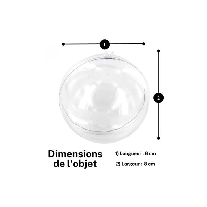 Boules à remplir - 0 - Lot de 3 - Transparent - Diamètre 8 cm - Plastique