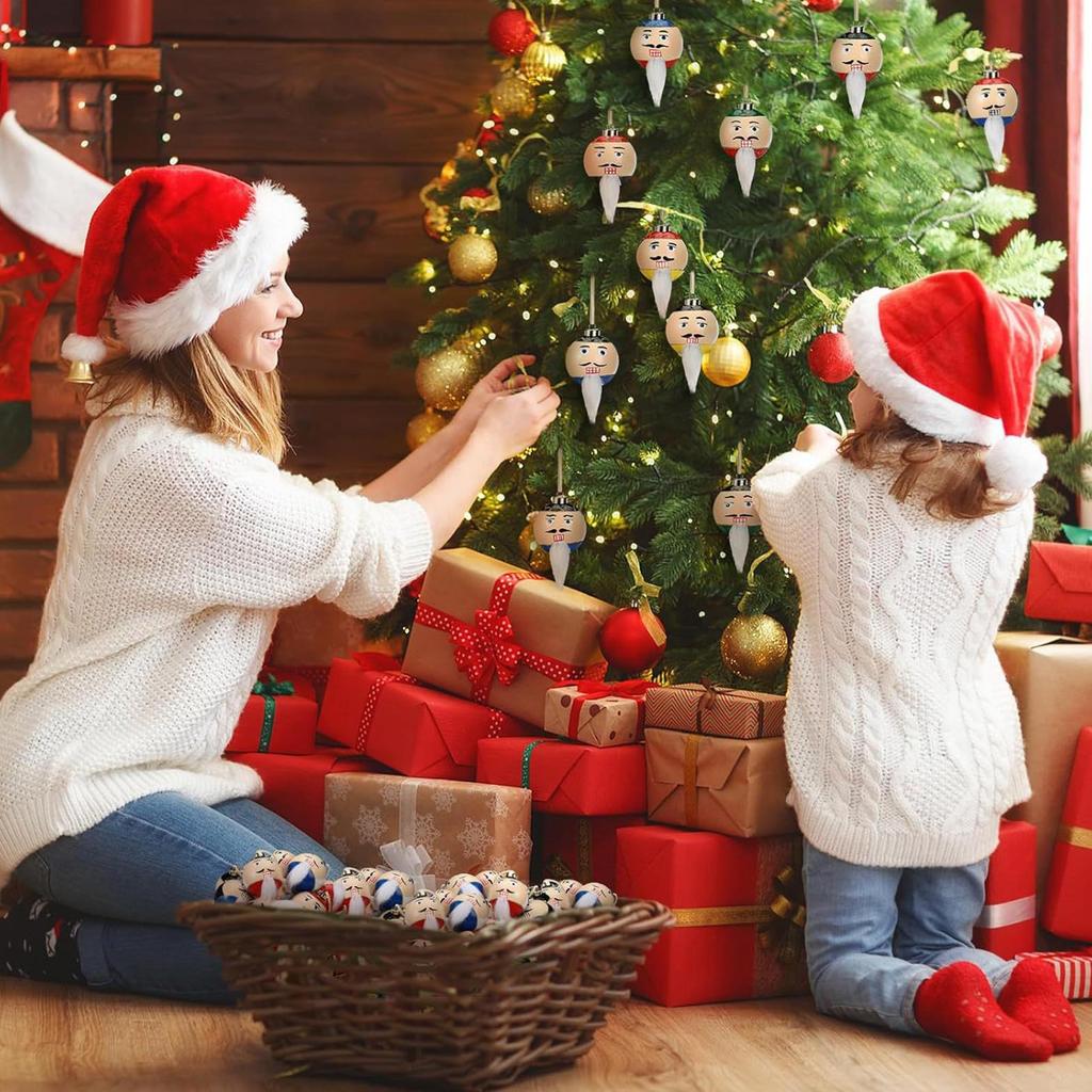 Weihnachtsbaum-Anhänger mit 12 verschiedenen Ausdrücken Weihnachts-Kugel-Schmuck Glas-Anhänger Weihnachten Wiederverwendbares Blasen-Anhänger-Set