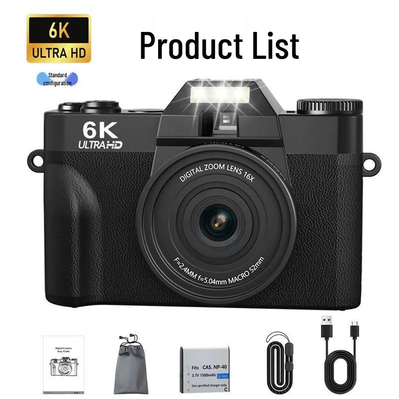 6K Ultra HD Digital Camera 64MP with 3.0 Flip Screen & Wide Angle LED - Mirrorless R10