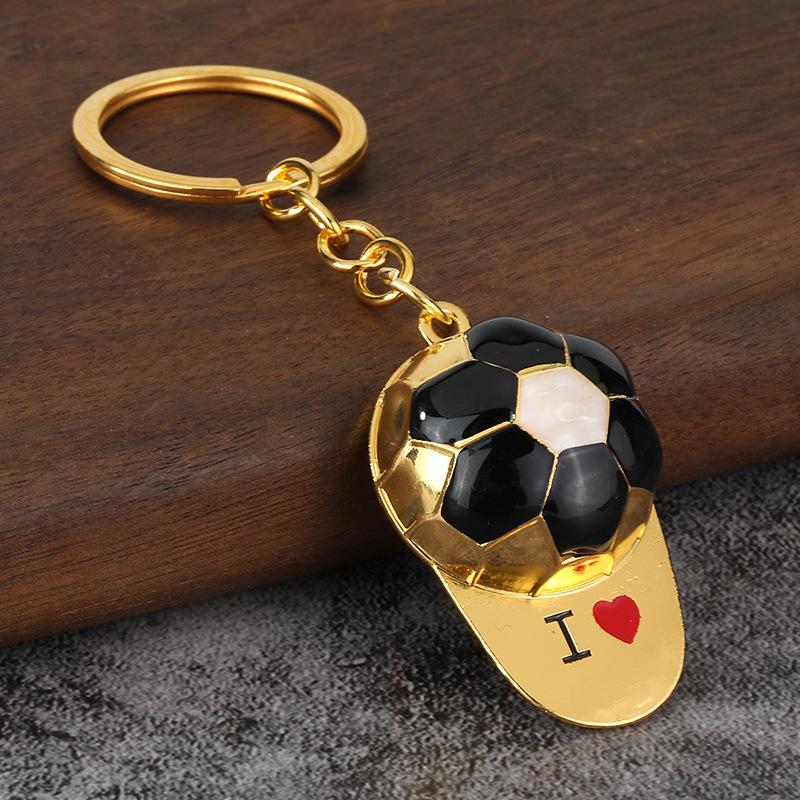 1Pc Alloy Football Hat Keychain For Sports Meet Carnival Birthday Party School Party Small Gift Souvenir Prize Gift Bag Filler