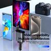 120W Retractable Car Charger 4 In 1 USB C Fast Charging Car Socket Charger Adapter for iPhone Xiaomi Huawei Samsung