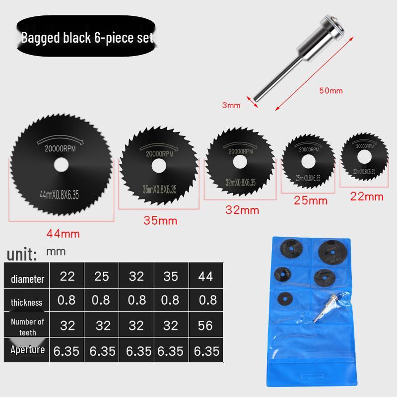 High-Speed Steel Circular Saw Blade Set for Wood, Plastic & Metal - Miniature Size for Hand Drills & Electric Grinders