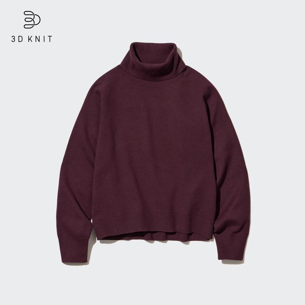 

UNIQLO JAPAN Свитер с высоким воротником и длинными рукавами из 3D-пряжи суфле