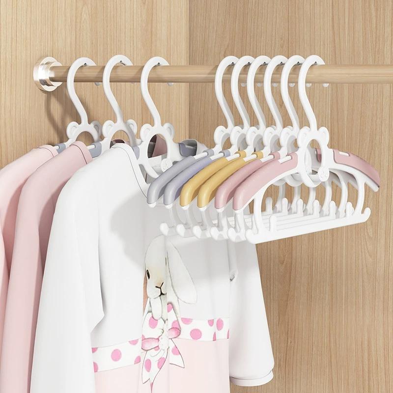 Hangers for Closet, Non-Slip Clothes Hangers, Pink Grey Adjustable Toddler Hanger for Girl Boy Hangers, Space Saving