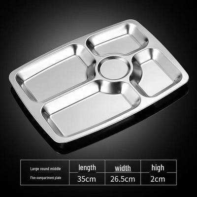 Rechteckiges Lunchtablett mit Fächern aus Edelstahl 304